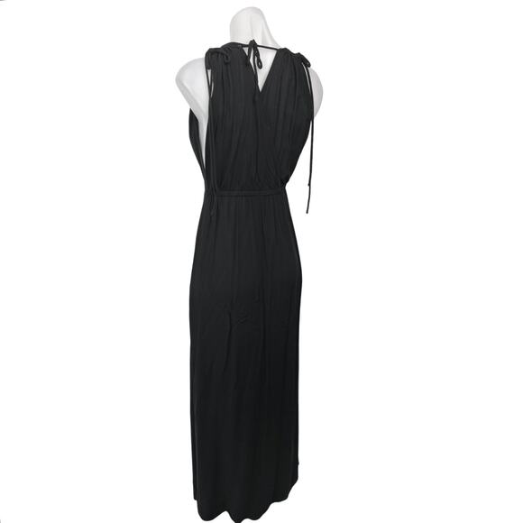 Asos Black Wrap V-Neck Sleeveless LBD Summer Beach Vavation Midi Maxi Dress Sz 4 - Picture 6 of 9